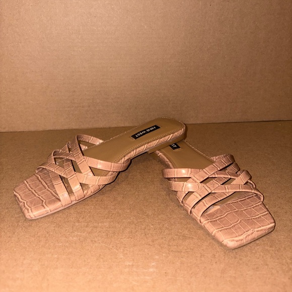 Nine West Brown Croc-Embossed Slides - Picture 2 of 3